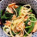 LANAROY's cooksnap of when they made ほうれん草とスモークサーモンの和風パスタ.