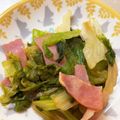 Marmo's cooksnap of when they made レタスの外葉とセロリの葉のベーコン炒め.