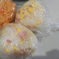 airi777's cooksnap of when they made 炒り卵とベーコンのごちそうおにぎり.
