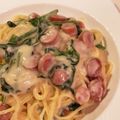 kumichef's cooksnap of when they made 15分ランチ☆ほうれん草のクリームパスタ.