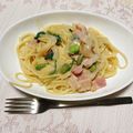 バナナ22's cooksnap of when they made ベーコンとほうれん草の豆乳クリームパスタ.