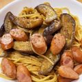 ママメイン！時々子供's cooksnap of when they made ナスとベーコンのポン酢パスタ.