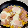 marymoon's cooksnap of when they made ベーコーンエッグ丼.