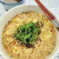 在宅勤務のおじさん's cooksnap of when they made サッポロ一番ごま醤油ラーメンふわ玉青紫蘇.