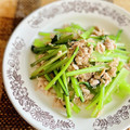 マルんちの丸顔's cooksnap of when they made めっちゃ簡単な小松菜の茎の炒め物.