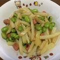 Ｍatu☆Music's cooksnap of when they made 枝豆とじゃが芋のウインナー炒め　.