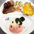 9101204's cooksnap of when they made モ～モ～♪うしさん＊キャラ弁.