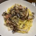 aaikoo's cooksnap of when they made きのことベーコンの生クリームパスタ.