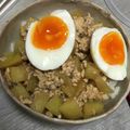 冷蔵庫レスキュー隊's cooksnap of when they made ひき肉とじゃがいもの半熟卵のせ丼.