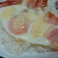 まーく71's cooksnap of when they made 1人ランチに♡カルボナーラ風目玉焼き丼♪.