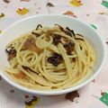 赤い電話's cooksnap of when they made 簡単！梅と塩昆布のパスタ☆.