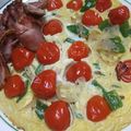 ☆SHuge's cooksnap of when they made 玉ねぎとプチトマトのオムレツ.