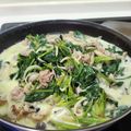 ｸﾏﾘｴ's cooksnap of when they made ほうれん草と豚肉のクリーム煮☆”.