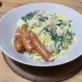 うすぽて's cooksnap of when they made ほうれんそうとしめじのクリームパスタ.