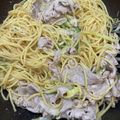 ☆★あーこ★☆'s cooksnap of when they made ゴマドレ⁈ ネギが効いてる豚しゃぶパスタ.