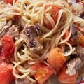 よしよしを's cooksnap of when they made さばの水煮缶とトマトで健康☆簡単☆パスタ.