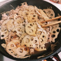 クックWJ9L7I☆'s cooksnap of when they made 蓮根と豚肉の生姜甘辛炒め.