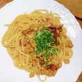 オテモヤン's cooksnap of when they made 納豆とカリカリベーコンのスパゲティパスタ.