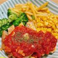 mietan-yutan's cooksnap of when they made ☆ファミレスのチキンイタリアンステーキ☆.