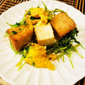 ｙｏｕ５'s cooksnap of when they made ラー油で簡単！厚揚げと豆苗のピリ辛炒め.