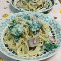 赤い電話's cooksnap of when they made 15分ランチ☆ほうれん草のクリームパスタ.