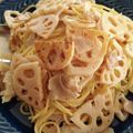 ココ96's cooksnap of when they made ベーコンブロックとレンコンの和風パスタ.