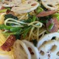 67luna's cooksnap of when they made れんこんとベーコンとほうれん草のパスタ.