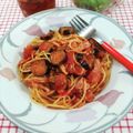 在宅勤務のおじさん's cooksnap of when they made ベーコンとナスのアラビアータ風パスタ.