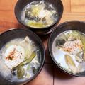 Ktwinkle's cooksnap of when they made キャベツ小松菜油揚げ、と落とし卵の味噌汁.