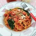 在宅勤務のおじさん's cooksnap of when they made 簡単♪ほうれん草とツナのトマトパスタ♡.