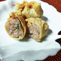 ｊｏｃｏｍｏｍｏｌａ's cooksnap of when they made シウマイとはんぺんとカニカマの揚げ巾着.