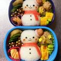 Chaaa_room's cooksnap of when they made キャラ弁☆クリスマス☆スノーマン弁当.