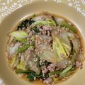 Kirin♬'s cooksnap of when they made 小松菜と白菜と鶏挽き肉の炒めもの.