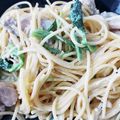 yuimpomm's cooksnap of when they made 低脂肪生クリームで至福✨のクリームパスタ.