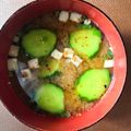 NAGANO久留米's cooksnap of when they made 簡単に〜胡瓜のお味噌汁　七味風味.