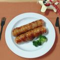 Newチヨコっと♪'s cooksnap of when they made 魚肉ソーセージ☆クルクル☆豚薄切り肉巻き.