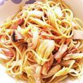 日々楽々's cooksnap of when they made ツナ缶の和風パスタ(エリンギ、キャベツ).