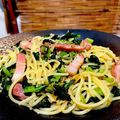 ＊あんずあん＊'s cooksnap of when they made ウマ！大根の葉とベーコンの和風パスタ♪.