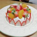 さるぱんだ's cooksnap of when they made 市販スイスロールで♪簡単ドームケーキ♡.