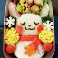 景と浩's cooksnap of when they made キャラ弁☆お稲荷さんで雪だるまピカチュウ.