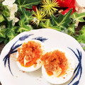 ゆるмαмα's cooksnap of when they made ゆで卵の鮭マヨ一味のせ♪.