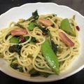 Rick_t's cooksnap of when they made スナップえんどうとほうれん草の和風パスタ.