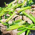 tsurusato's cooksnap of when they made 節約かぶの葉で！絶対うまい豚ガリバタ炒め.
