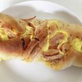 黒パグりん's cooksnap of when they made ハムチーズ三つ編みパン♡生地作りはHBで.