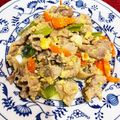 朝の空's cooksnap of when they made 味噌マヨで！豚肉の卵炒め.