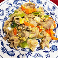 朝の空's cooksnap of when they made 味噌マヨで！豚肉の卵炒め.