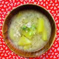 チェックのミニくま's cooksnap of when they made さつま芋とひき肉の簡単味噌汁.