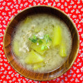 チェックのミニくま's cooksnap of when they made さつま芋とひき肉の簡単味噌汁.