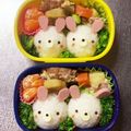 Chaaa_room's cooksnap of when they made 簡単♪うさぎちゃんおにぎり♪キャラ弁.