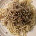ベティ３'s cooksnap of when they made 豚ひき肉ともやしのにんにく味噌焼きうどん.